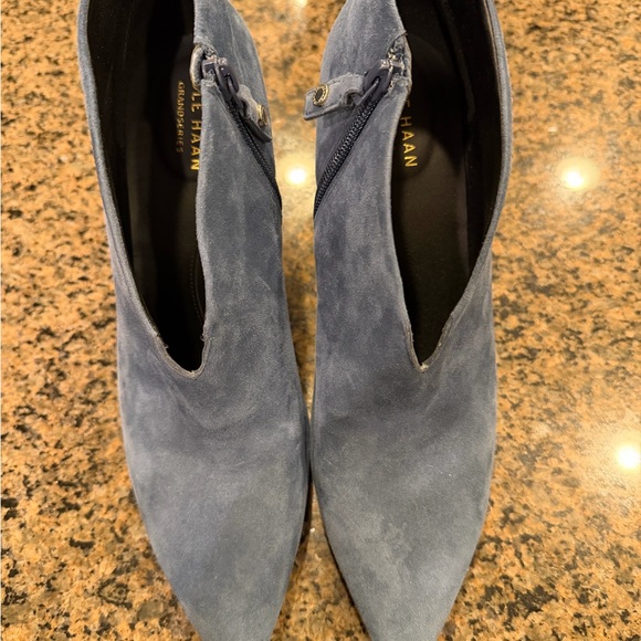 Cole Haan Chic Blue Suede Heeled Boots - Picture 7 of 8